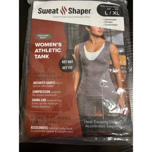 Sweat Shaper Tops - Sweat Shaper Athletic Tank Heather Grey L XL Heat Trapping Design for Sweating